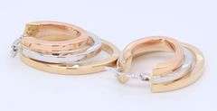 Fantastic Tri Color Gold Graduted Oval Hoop Earrings