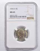 MS65 1943-S Jefferson Nickel NGC RAINBOW TONED