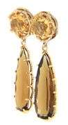 Tacori Round Citrine and Pear Cognac Quartz Cinnamon Scotch Dangle Earrings in 18K