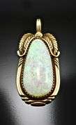 Signed Native American-Style 14K Opal Pendant