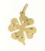 14K Yellow Gold 4 Leaf Clover Luck Irish St Patricks Day Charm/Pendant
