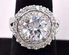 Large CZ Ring In Sterling Silver