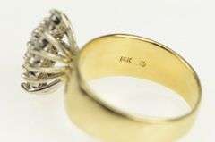 14K Yellow Gold 0.40 Ctw Diamond Marquise Cluster Vintage Ring
