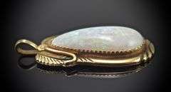 Signed Native American-Style 14K Opal Pendant