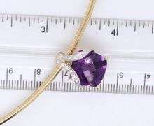 What an Incredible Yellow Gold Necklace with Amethyst and Diamond Accent