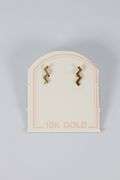 10k Yellow Gold Lighting Bolt Zig Zag Wave Curve Stud Earrings
