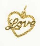 14K Yellow Gold Love Valentine Heart Vintage Romantic Charm/Pendant