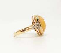14kt Solid Yellow Gold, Custom Made Diamond and Opal Ring - Beautiful!