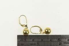 14K Yellow Gold 7.9mm Round Ball Sphere Vintage Dangle Earrings