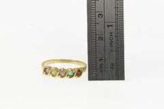 14K Yellow Gold Garnet Peridot Emerald Pink Topaz Wavy Band Ring
