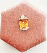 14kt Solid Gold, Citrine, & Diamond Pendant