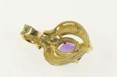 14K Yellow Gold Ornate Amethyst Heart Articulated Statement Pendant