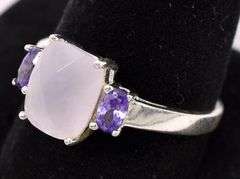 Rose Quartz And Purple Amethyst Ring In Sterling Silver