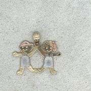 14K GOLD 3 TONE "BOY AND GIRL" CHARM NECKLACE