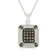 Sterling Silver 1/4 ct. TDW Champagne Diamond Rectangle Pendant