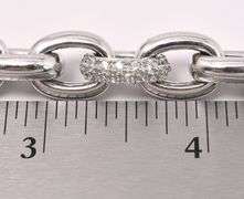 Fancy Link Chain Bracelet With CZ Gems In Sterling Silver