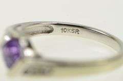 10K White Gold Cushion Faceted Amethyst Diamond Bypass Ring