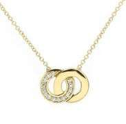 Gorgeous Yellow Gold Diamond Double Circle Pendant on Chain
