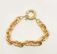 FANCY 18KT YELLOW GOLD PLATED OVAL LINK BRACELET