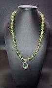 18 Kt White Gold Plated 49.5 Ctw Lab Emerald Necklace