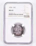 MS65 1954 Washington Quarter - Graded NGC Toned!