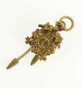 14K Yellow Gold 3D Articulated German Cuckoo Clock Charm/Pendant