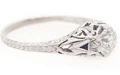 Vintage 0.80ct European Cut Diamond Milgrain Engagement Ring in Platinum