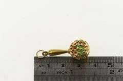 14K Yellow Gold 3D Maraca Sim. Coral Sim. Emerald Charm/Pendant