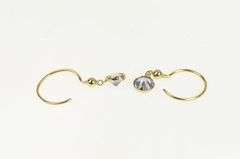 14K Yellow Gold Round Sim. Tanzanite Solitaire Dangle Hoop Earrings