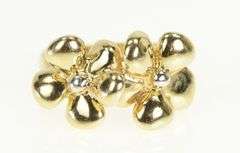 14K Yellow Gold Daisy Flower Puffy Groovy Vintage Statement Ring