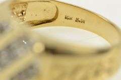 10K Yellow Gold Squared Men's Diamond Textured Nugget Ring