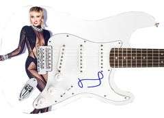 Miley Cyrus Autographed Signed 1/1 Custom Graphics Photo Guitar