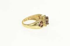 14K Yellow Gold Sweet Heart Garnet Diamond Halo Valentine Ring