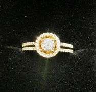 STUNNING HALO CROWN 14K YELLOW GOLD ENGAGEMENT DIAMOND RING