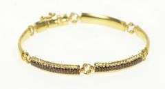 14K Yellow Gold Cheetah Leopard Enamel Curved Bar Link Bracelet