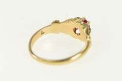 14K Yellow Gold Round Sim. Ruby Ornate Vintage Statement Ring