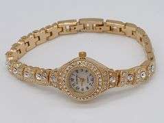 LADIES GENEVA & GEMSTONE WATCH-18KT GP