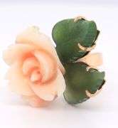Set of Rose Collection Ring and Earrings in Yellow Gold