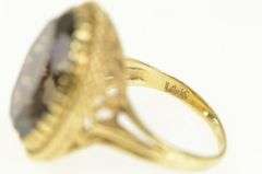 14K Yellow Gold Vintage Oval Smoky Quartz Cocktail Ring