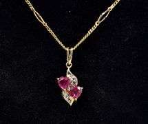 Angelic Ruby Heart Necklace In Yellow Gold