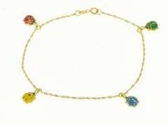 18K Yellow Gold Enamel Rainbow Lady Bug Lucky Charm/Pendant