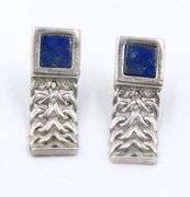 Set of Vintage 925 Sterling Silver Lapis Link Necklace and Matching Bracelet and Earrings