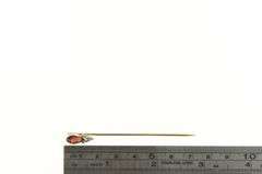 14K Yellow Gold Victorian Tear Drop Garnet Diamond Antique Stick Pin