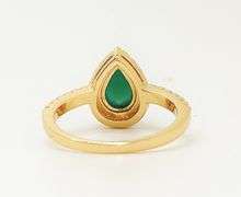 18kt Gold Plated, Emerald, & White Sapphire Ring
