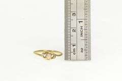 10K Yellow Gold Pearl Diamond Accent Vintage Classic Simple Ring