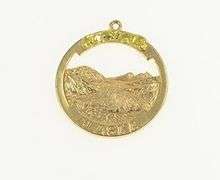 14K Yellow Gold Alaska Landscape Mountain Raw Nugget Charm/Pendant