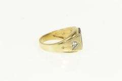 10K Yellow Gold Black Onyx CZ Accent Vintage Retro Statement Ring