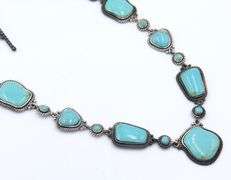 Art Deco Sterling Silver Turquoise Necklace