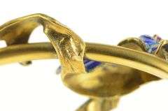 14K Yellow Gold 1930's Diamond Blue Enamel Fish Bangle Bracelet