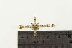 10K Yellow Gold Classic Vintage Cross Christian Faith CZ Charm/Pendant